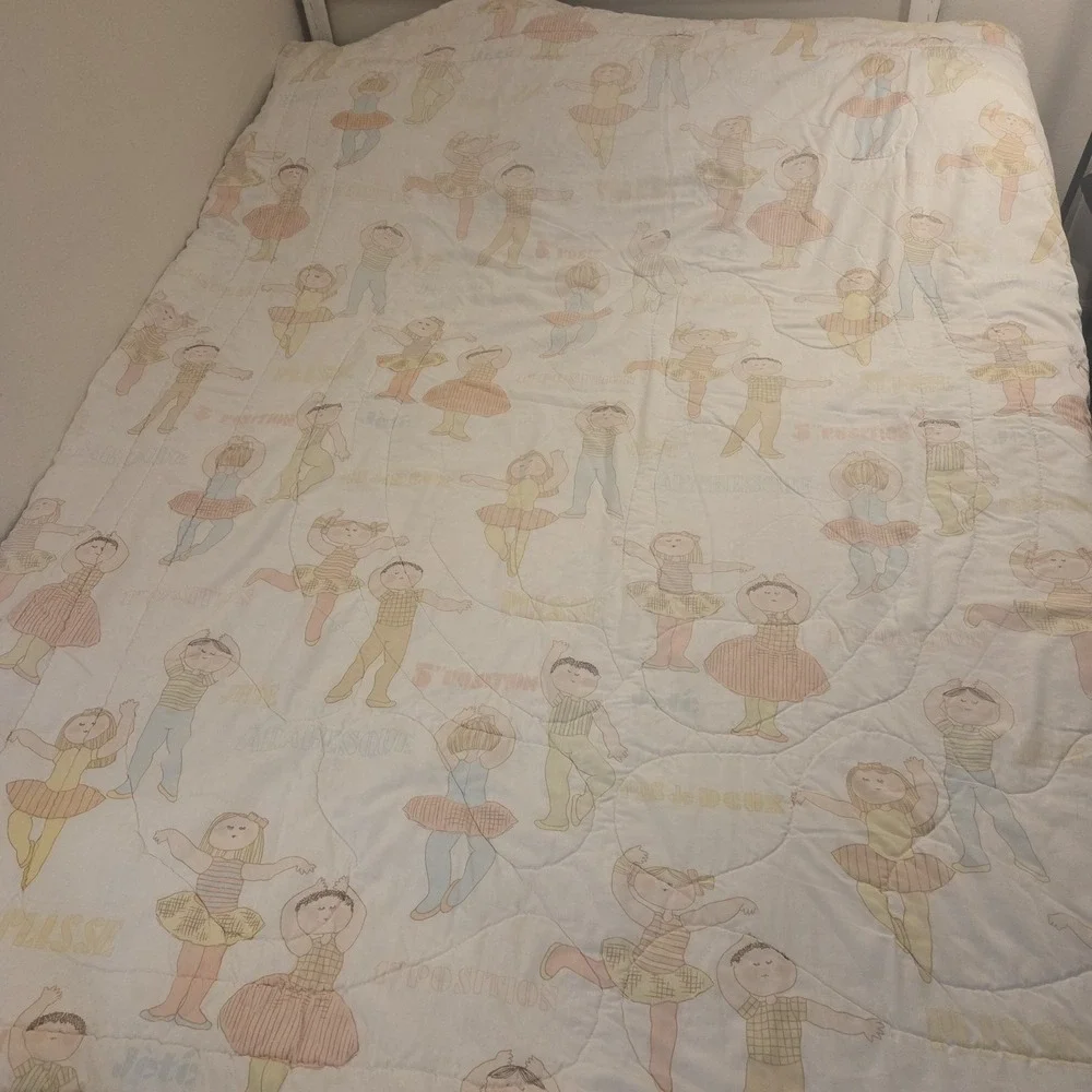 Vintage 80s 90s Springmaid Ballet Class Twin Comforter Pastel‎ Ballet Positions